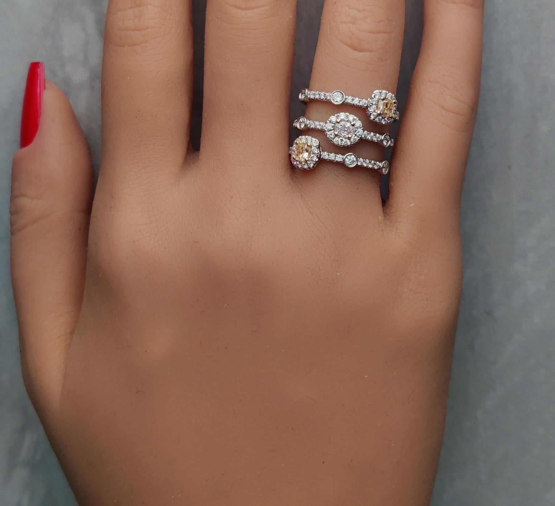 GIA Certified Natural Pink Oval Diamond 1.34 Carat TW Gold Cocktail Ring In New Condition For Sale In New York, NY