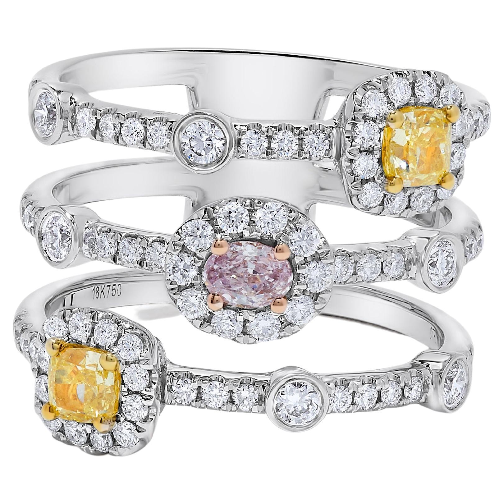 GIA-zertifizierter natürlicher rosa ovaler Diamant 1,34 Karat TW Gold-Cocktailring
