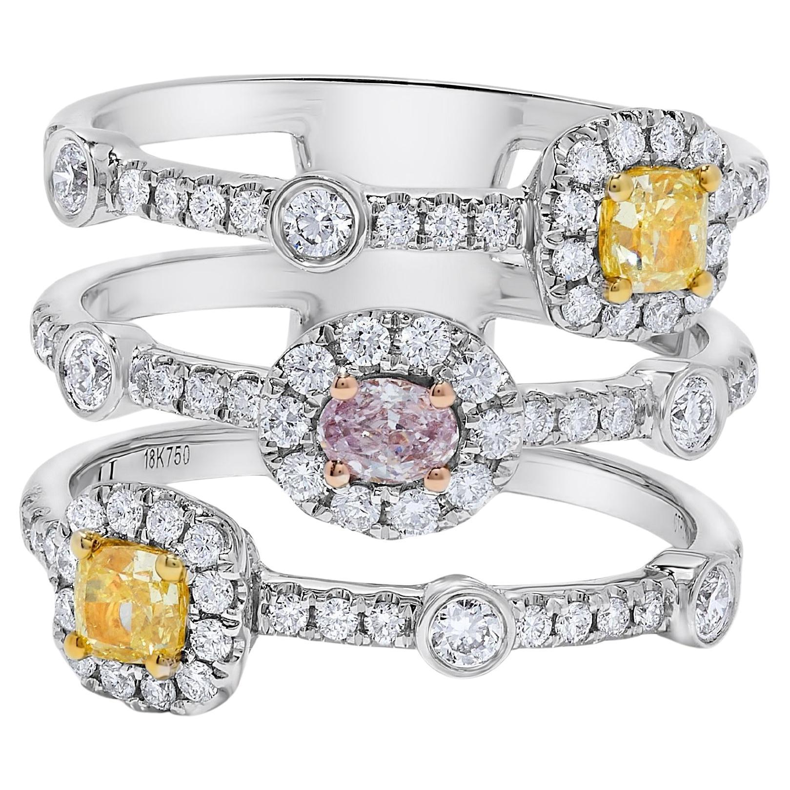 GIA Certified Natural Pink Oval Diamond 1.34 Carat TW Gold Cocktail Ring