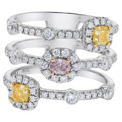 Anello da cocktail in oro con diamante ovale rosa naturale certificato GIA da 1.34 carati TW