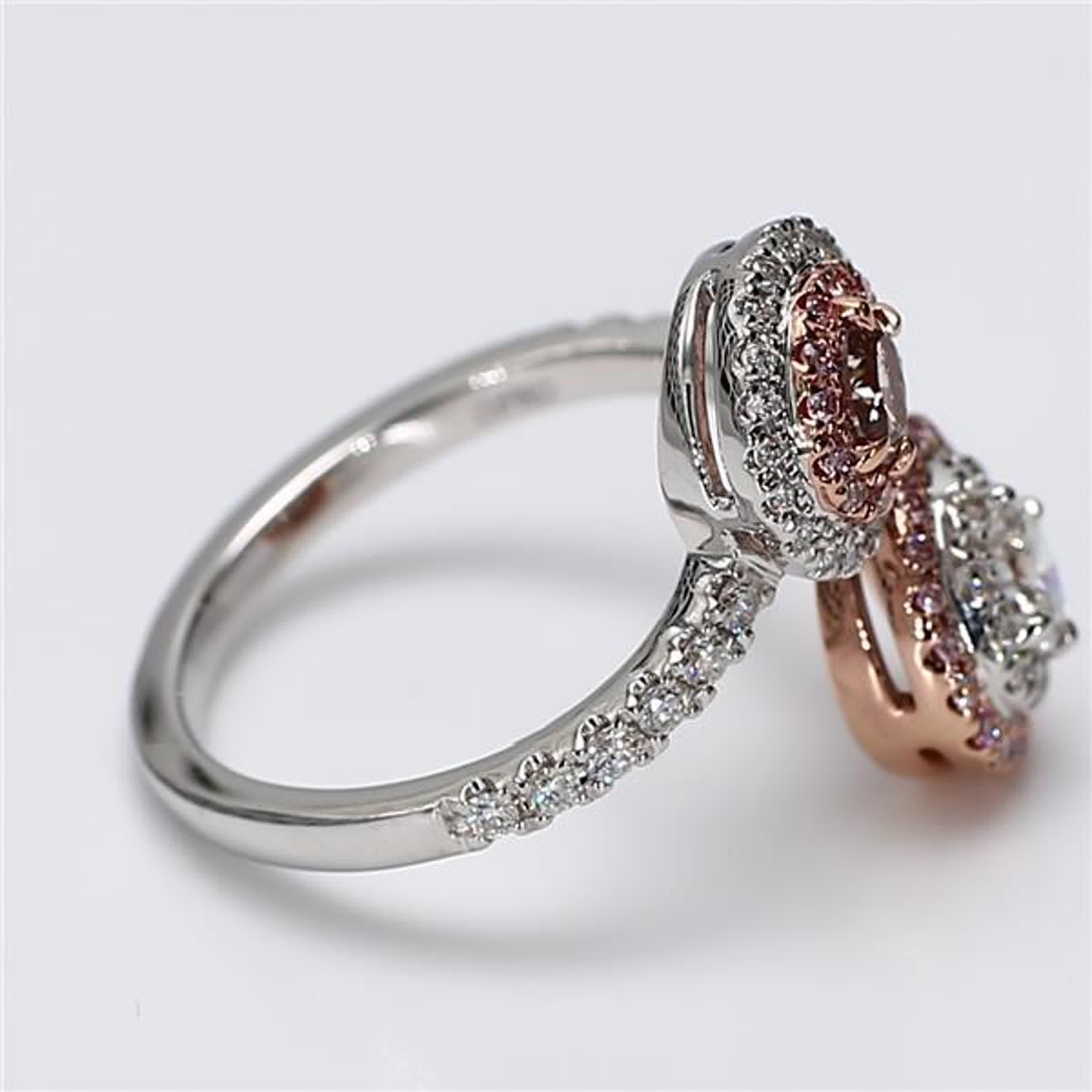 GIA Certified Natural Pink Oval Diamond .90 Carat TW Gold Cocktail Ring In New Condition For Sale In New York, NY