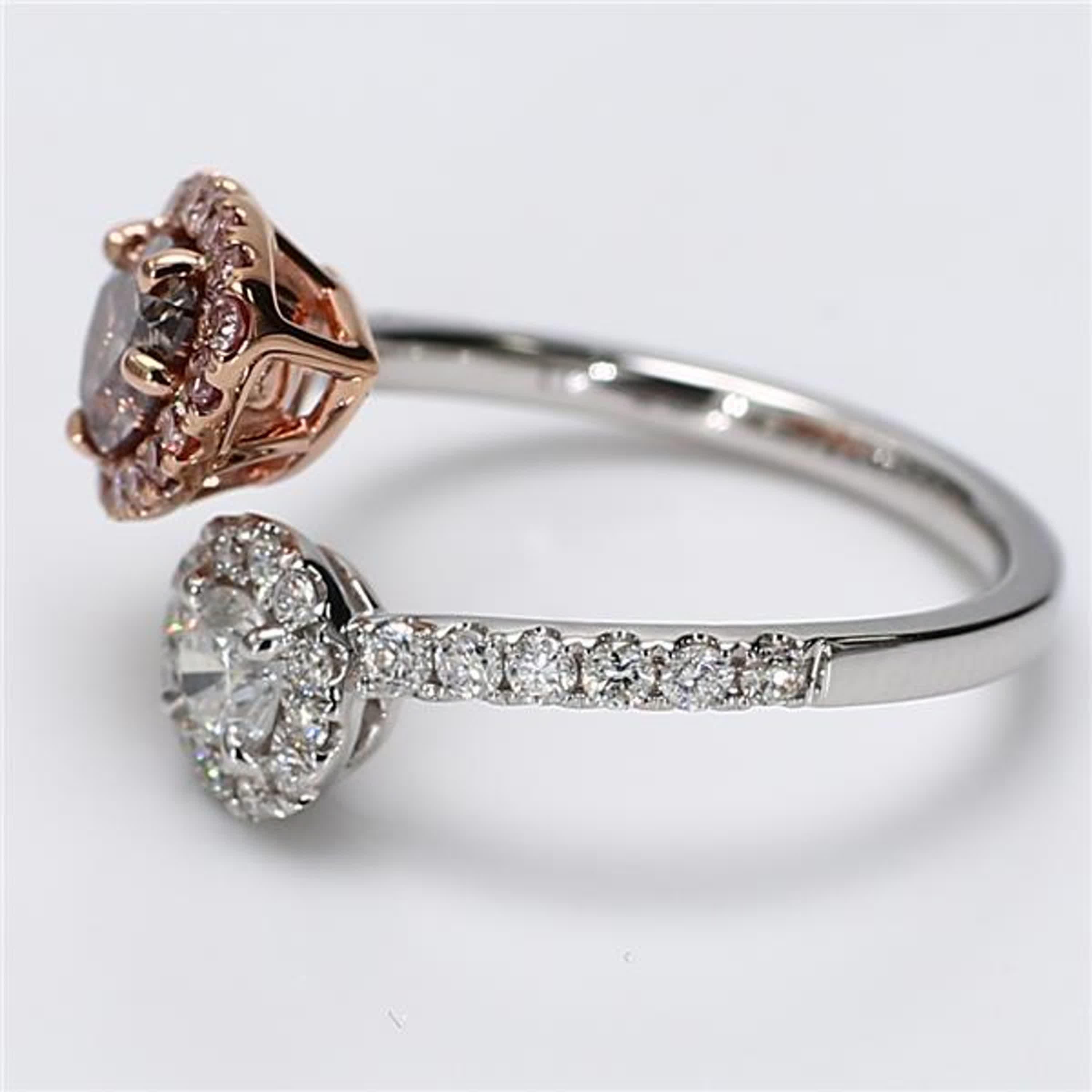 Pear Cut GIA Certified Natural Pink Pear and White Diamond 1.98 Carat TW Rose Gold Ring For Sale