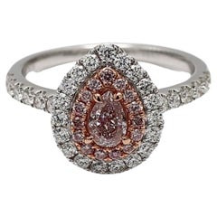 GIA-zertifizierter natürlicher rosa birnenförmiger Diamant 1,10 Karat TW Gold Cocktail-Ring