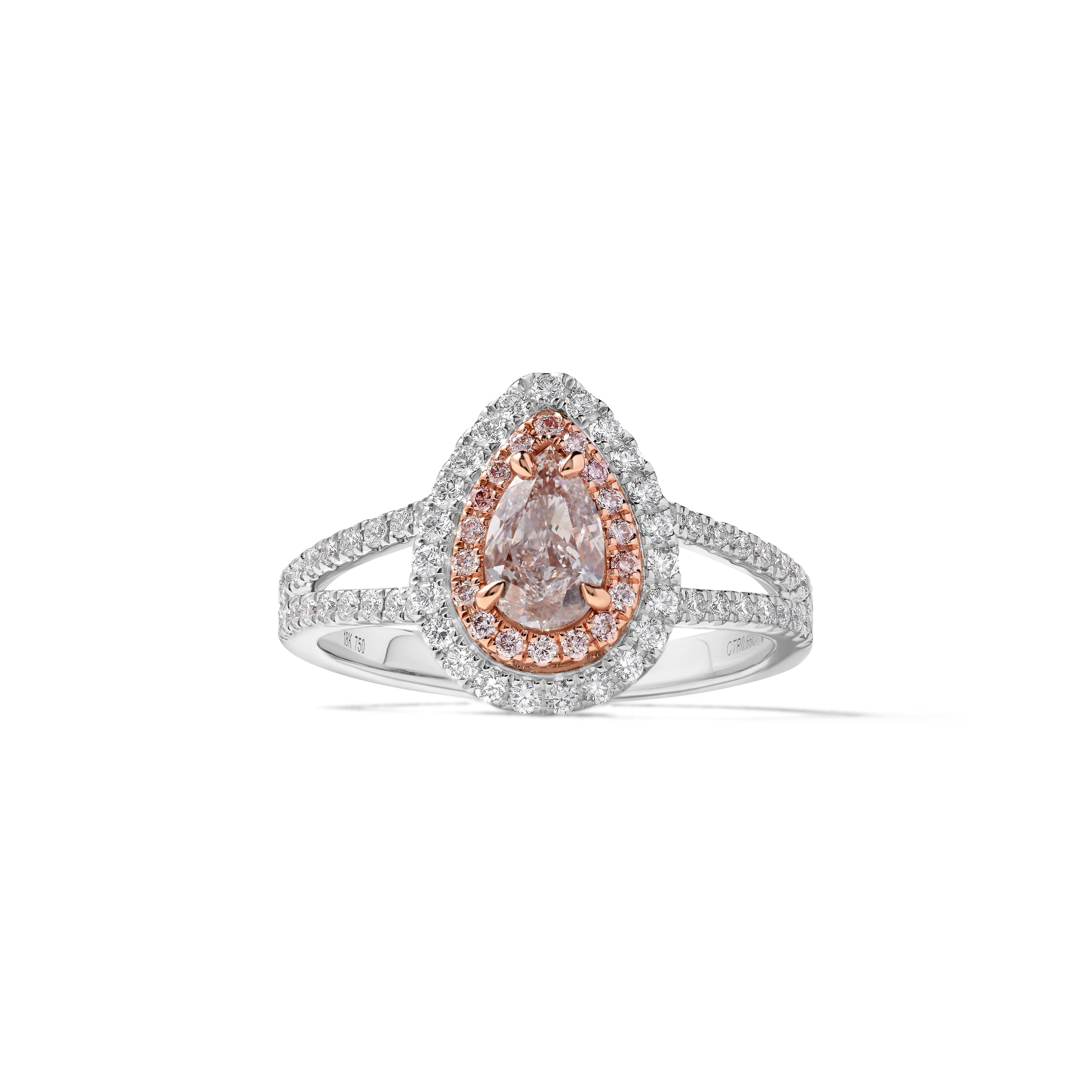 Contemporary GIA Certified Natural Pink Pear Diamond 1.17 Carat TW Gold Cocktail Ring For Sale