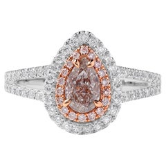 GIA Certified Natural Pink Pear Diamond 1.17 Carat TW Gold Cocktail Ring