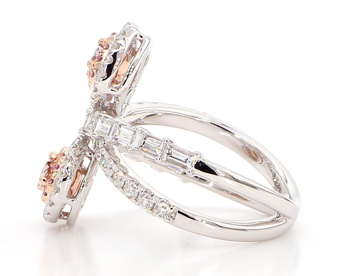 GIA-zertifizierter natürlicher rosa birnenförmiger Diamant 1.71 Karat TW Gold Cocktail-Ring (Zeitgenössisch)
