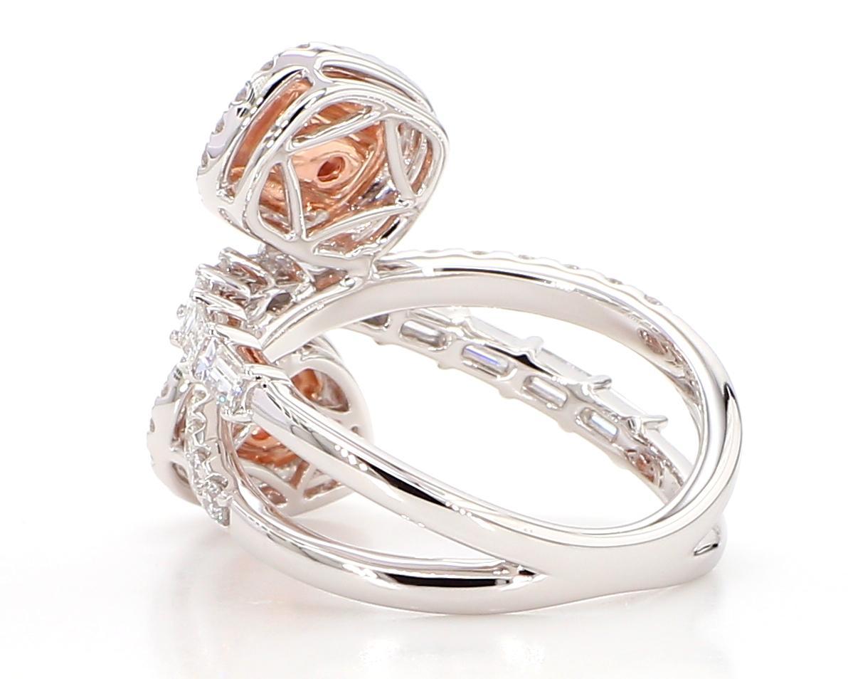 GIA-zertifizierter natürlicher rosa birnenförmiger Diamant 1.71 Karat TW Gold Cocktail-Ring (Tropfenschliff)