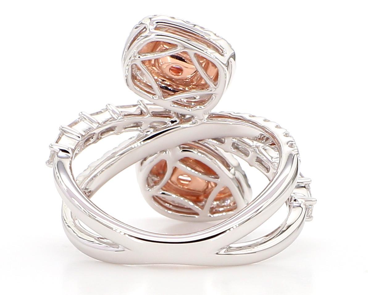 GIA-zertifizierter natürlicher rosa birnenförmiger Diamant 1.71 Karat TW Gold Cocktail-Ring im Zustand „Neu“ in New York, NY