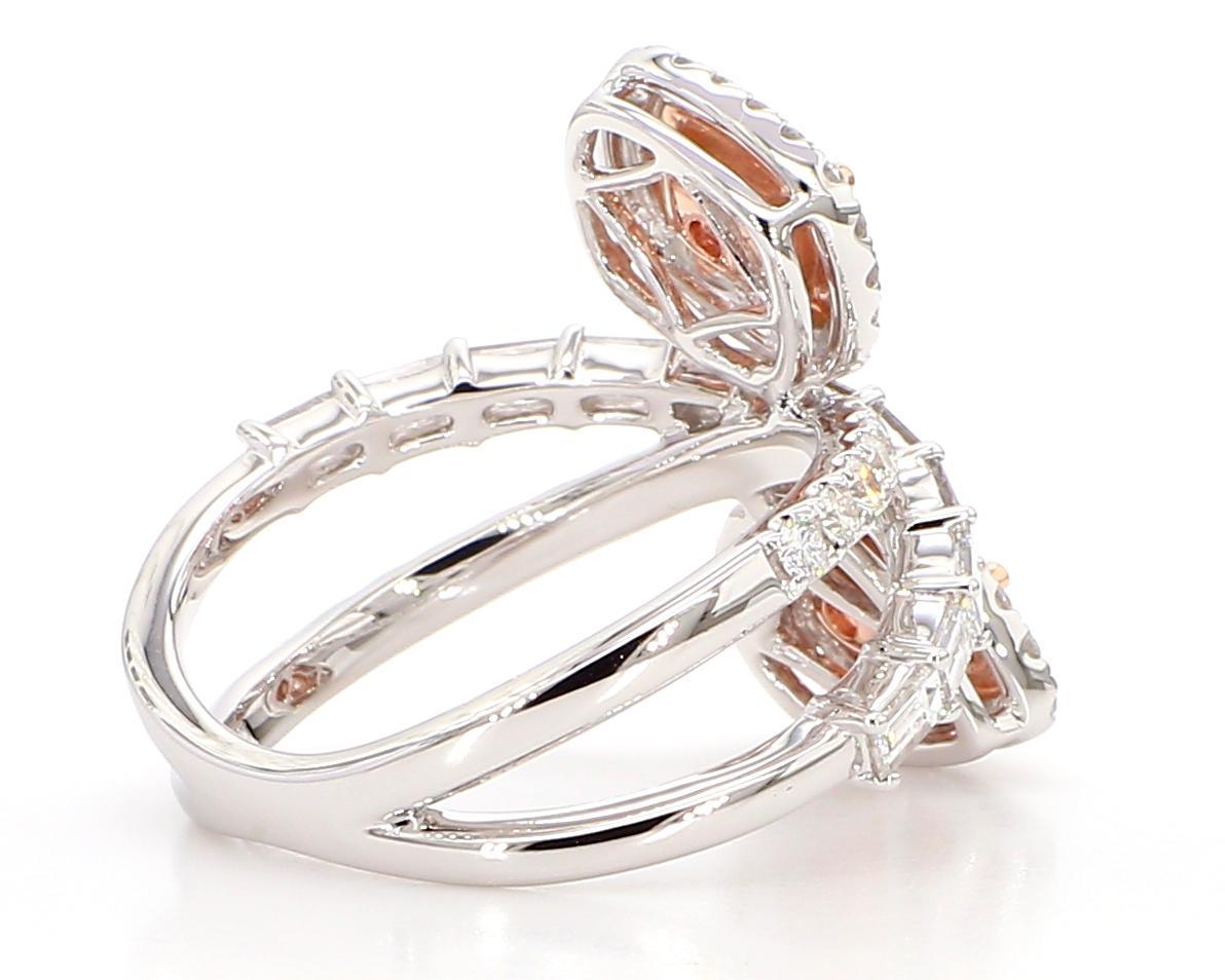 GIA-zertifizierter natürlicher rosa birnenförmiger Diamant 1.71 Karat TW Gold Cocktail-Ring Damen