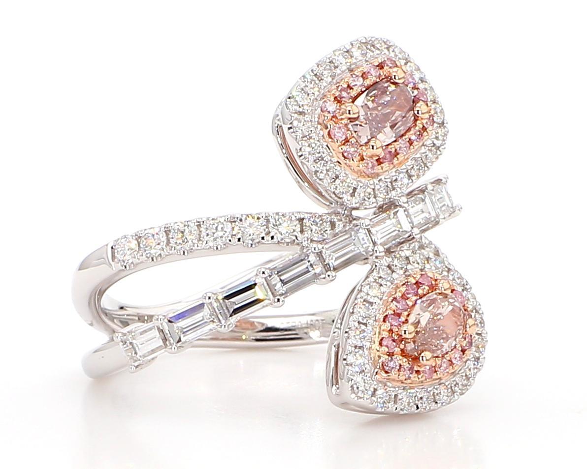 GIA-zertifizierter natürlicher rosa birnenförmiger Diamant 1.71 Karat TW Gold Cocktail-Ring 2
