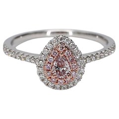 Anello da cocktail in oro con diamante rosa perlato naturale certificato GIA da 37 carati TW