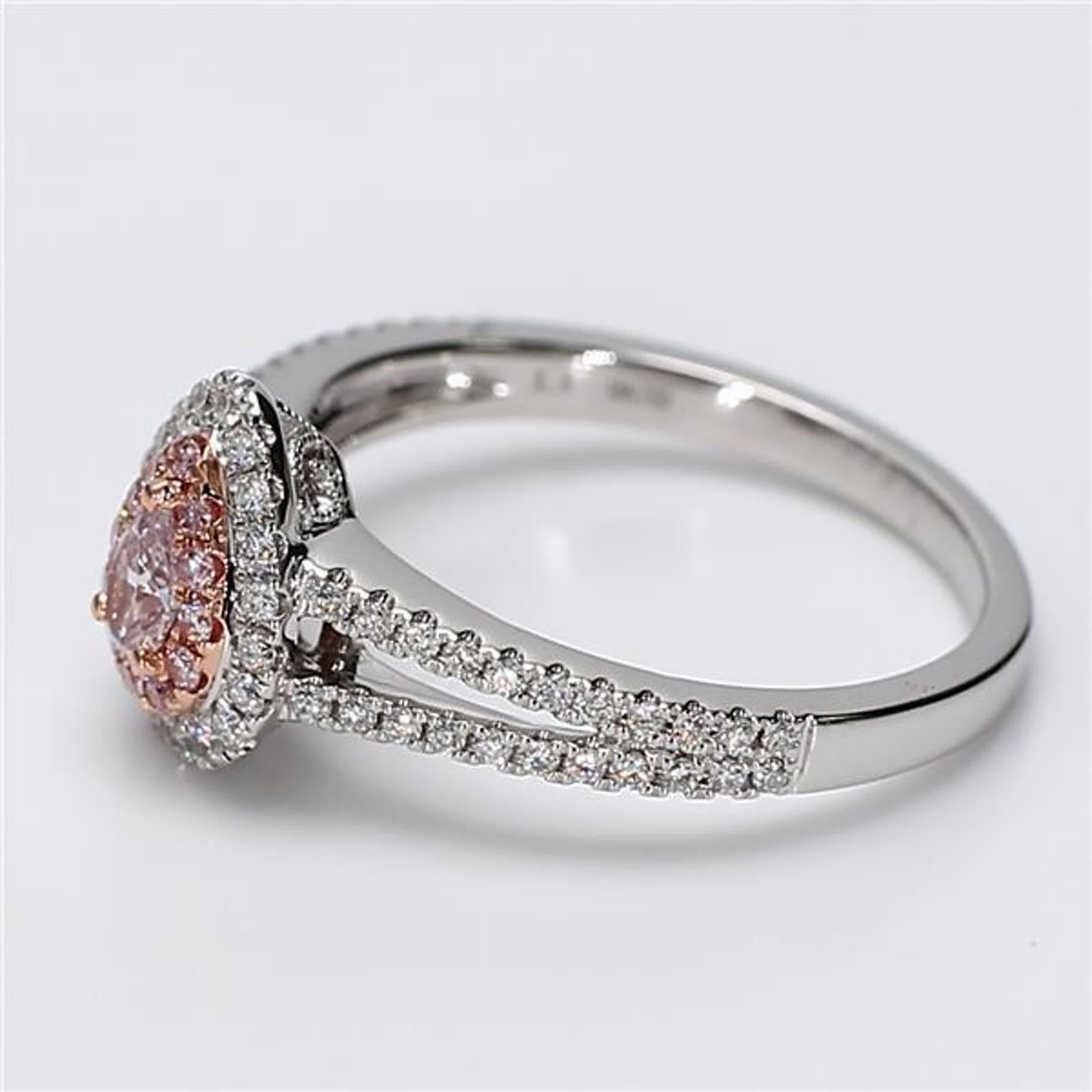 Contemporary GIA Certified Natural Pink Pear Diamond .50 Carat TW Gold Cocktail Ring For Sale