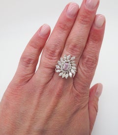 GIA Certified Natural Pink Purple Cushion cut Diamond in 18k White Gold