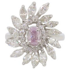 Diamante naturale rosa-viola con taglio a cuscino certificato GIA in oro bianco 18 carati