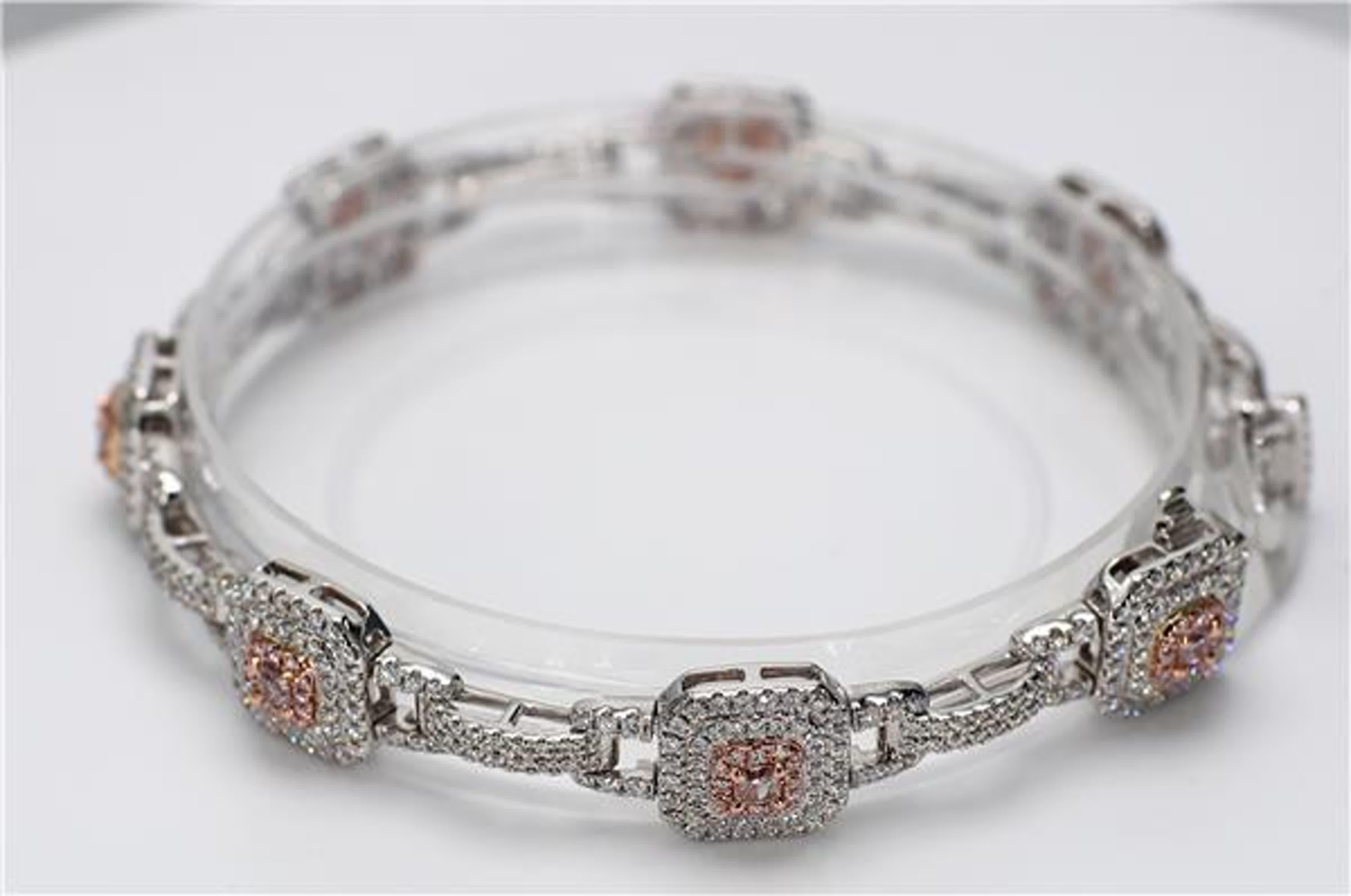 GIA-zertifiziertes natürliches rosa strahlendes und weißes Diamantarmband mit 3.19 Karat TW (Zeitgenössisch)