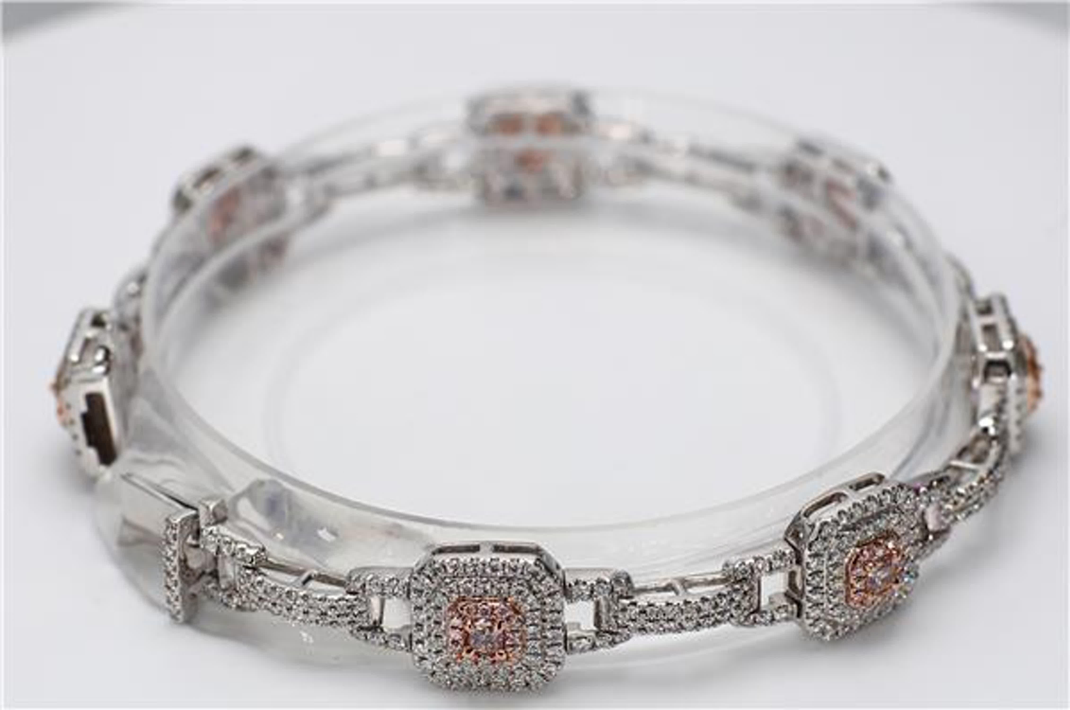 GIA-zertifiziertes natürliches rosa strahlendes und weißes Diamantarmband mit 3.19 Karat TW im Zustand „Neu“ in New York, NY