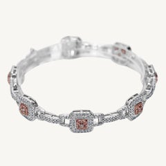 Bracelet en or de 3.19 carats avec diamants blancs et diamants roses radiants certifiés GIA