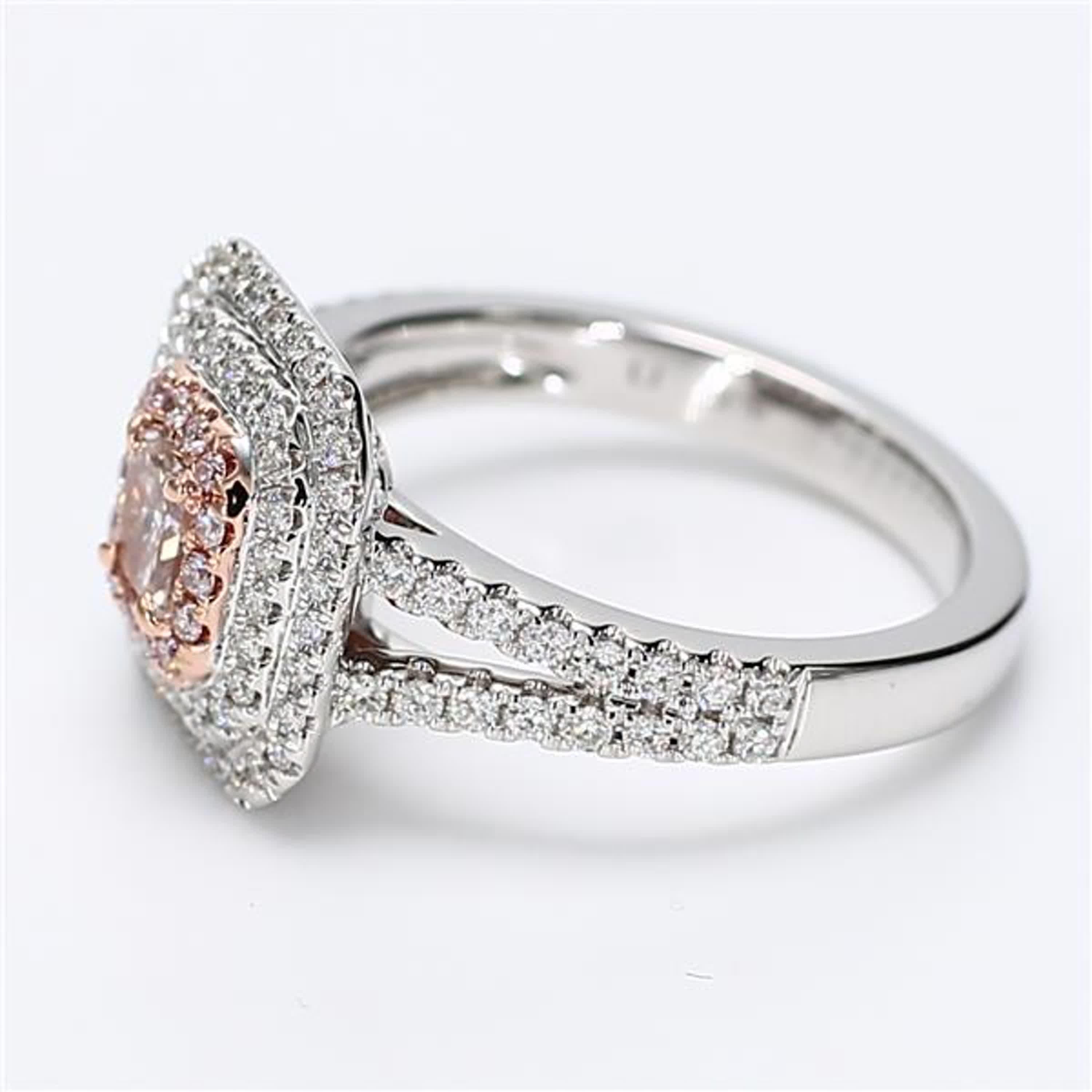 GIA-zertifizierter natürlicher rosa strahlender und weißer Diamant .92 Karat TW Goldring (Zeitgenössisch)