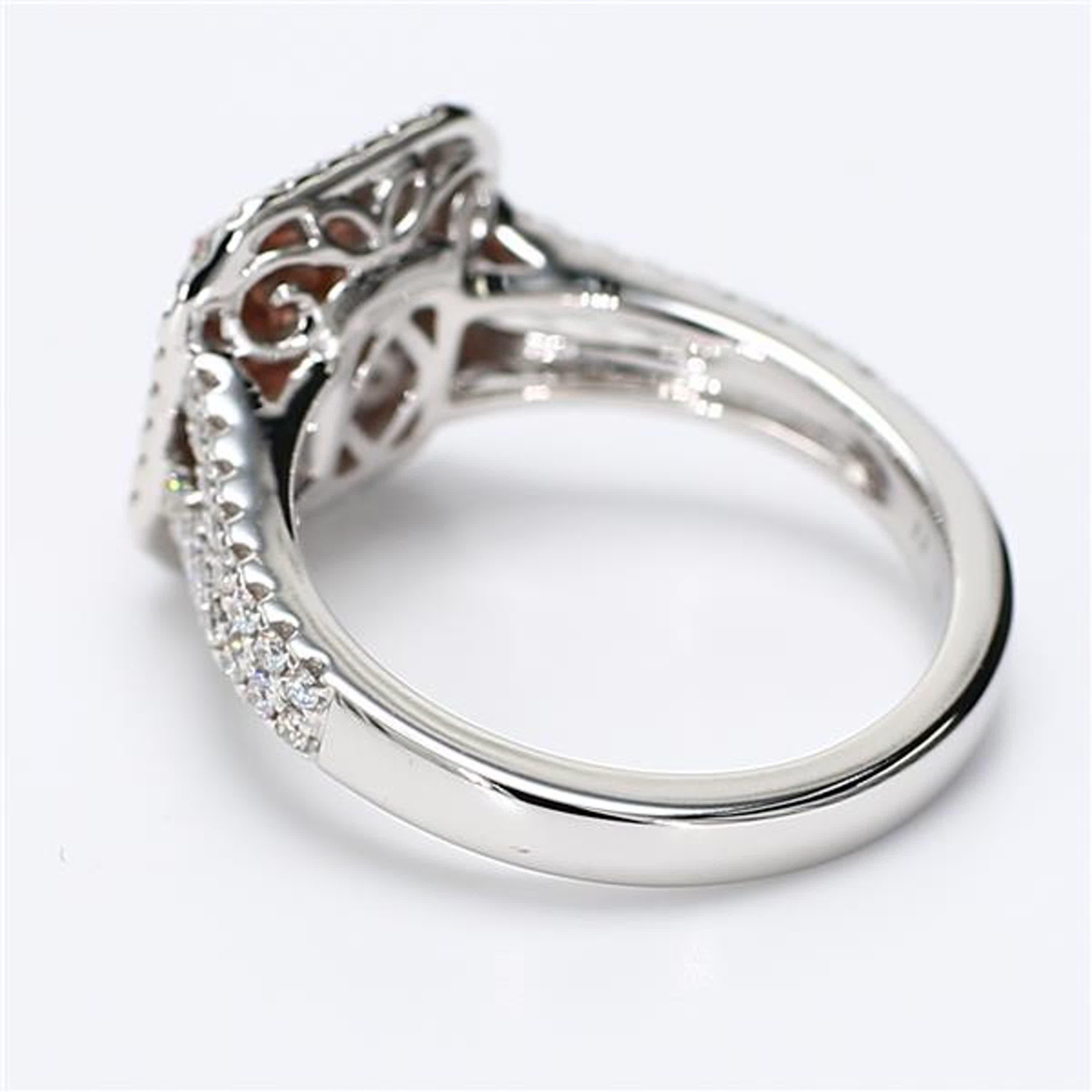 GIA-zertifizierter natürlicher rosa strahlender und weißer Diamant .92 Karat TW Goldring (Radiantschliff)