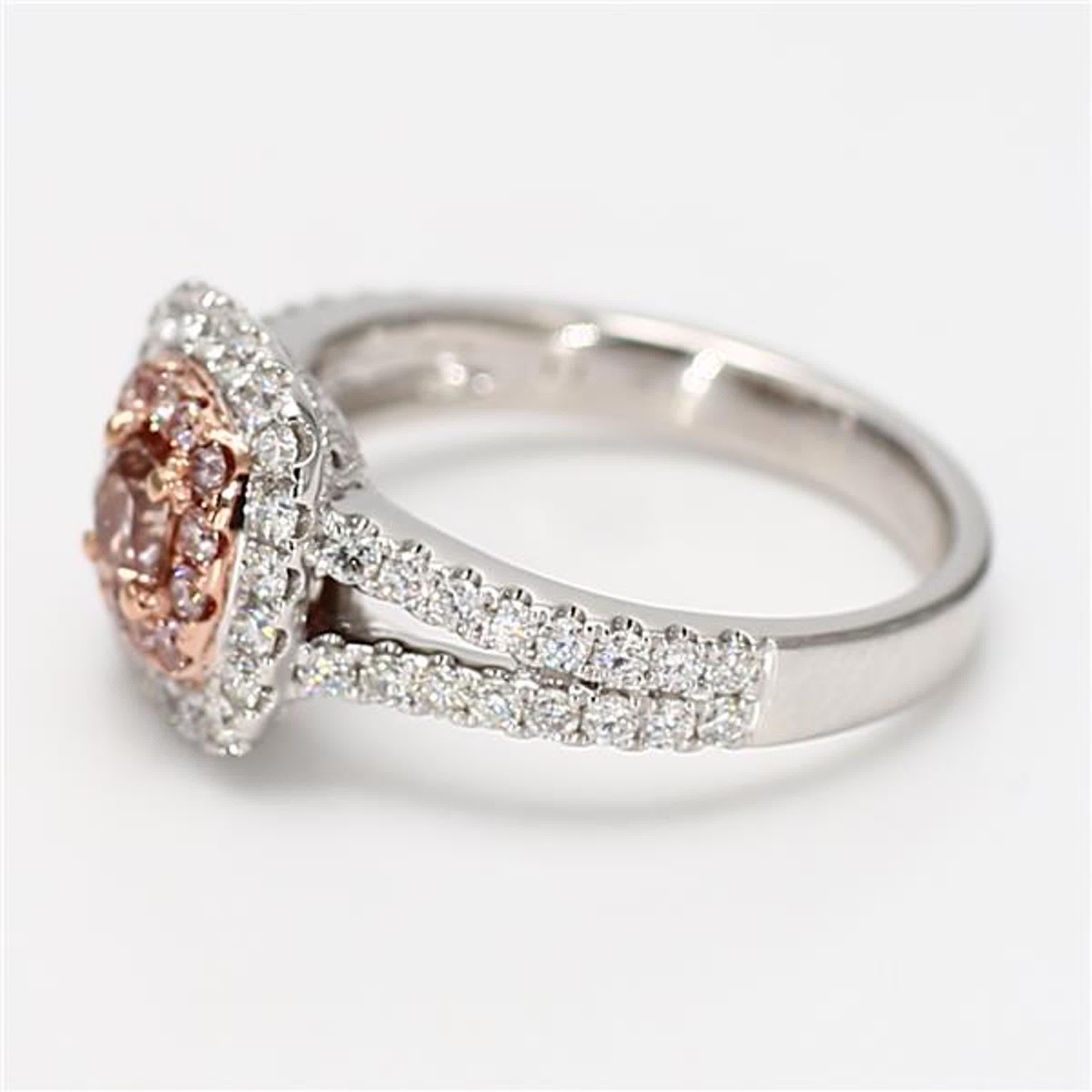 Contemporary GIA Certified Natural Pink Radiant Diamond 1.12 Carat TW Gold Cocktail Ring For Sale