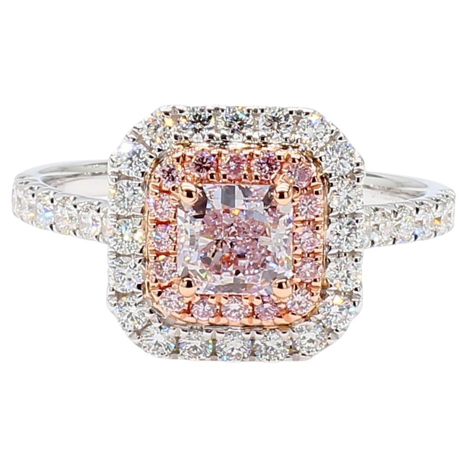 GIA Certified Natural Pink Diamond Radiant Diamond 1.20 Carat TW Gold Cocktail Ring in vendita