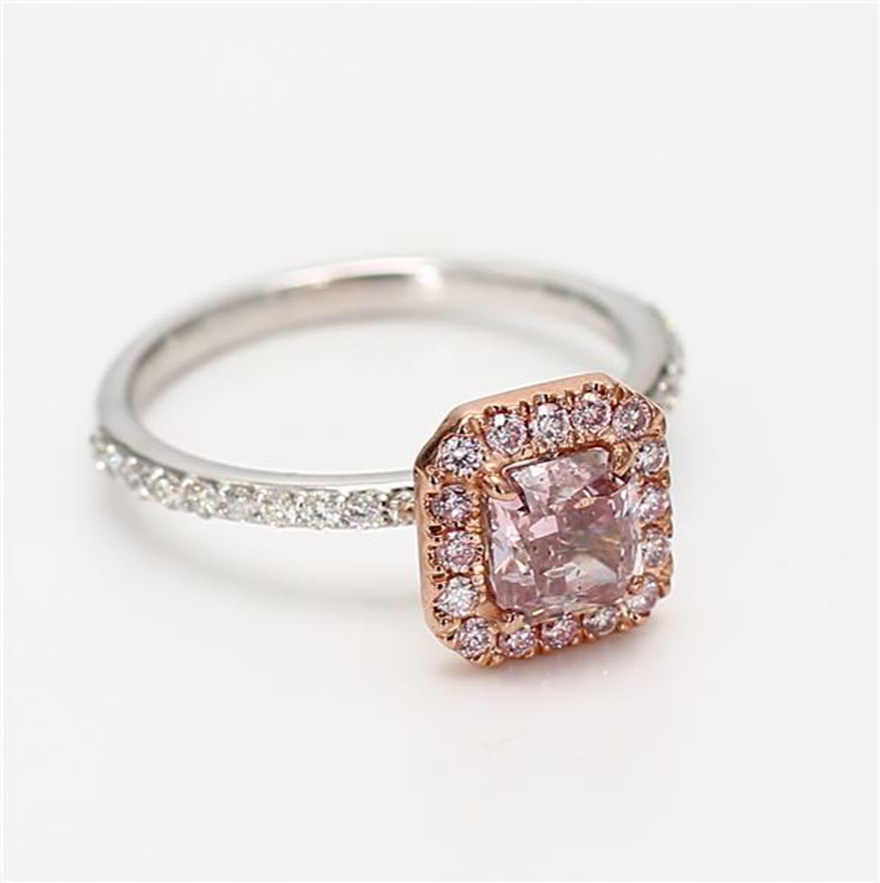 GIA Certified Natural Pink Radiant Diamond 1.50 Carat TW Gold Cocktail Ring For Sale 1
