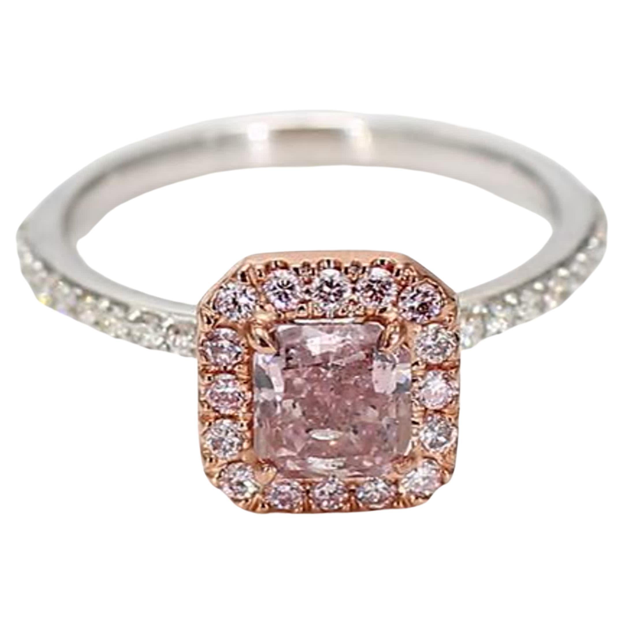 GIA Certified Natural Pink Radiant Diamond 1.50 Carat TW Gold Cocktail Ring For Sale