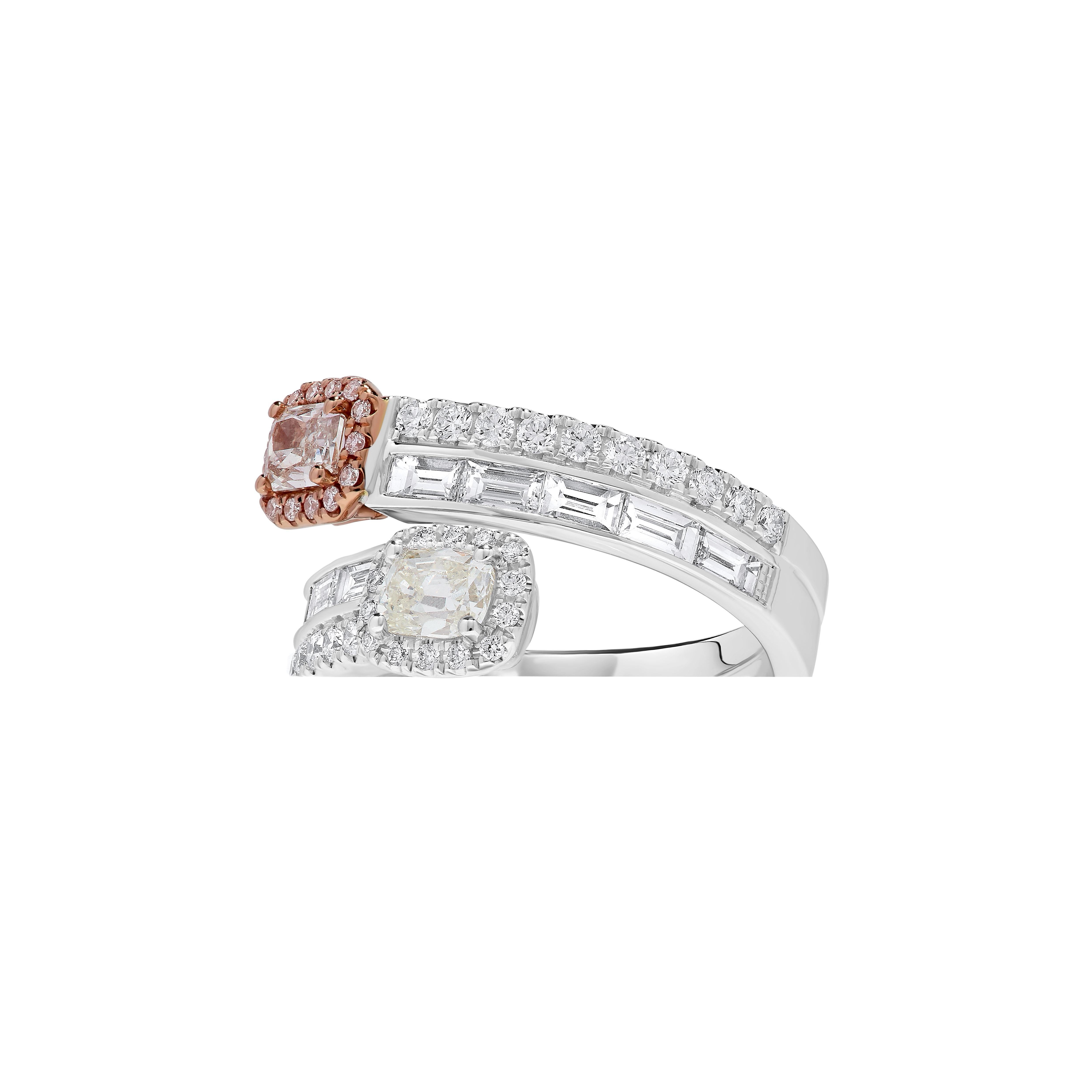 Radiant Cut GIA Certified Natural Pink Radiant Diamond 2.05 Carat TW Gold Cocktail Ring For Sale