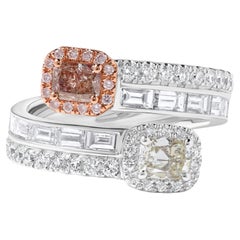 GIA Certified Natural Pink Radiant Diamond 2.05 Carat TW Gold Cocktail Ring