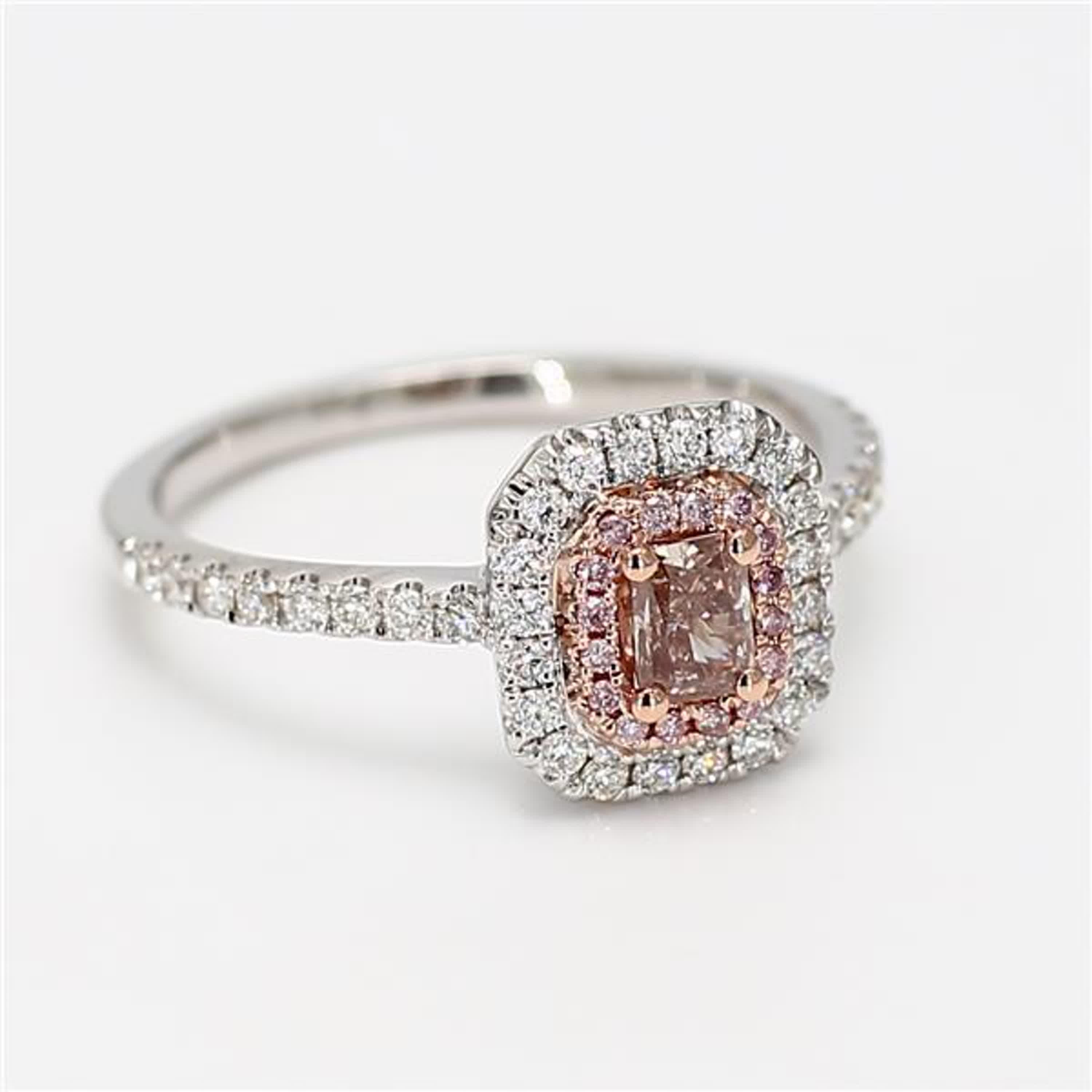 GIA Certified Natural Pink Radiant Diamond .73 Karat TW Gold Cocktail Ring 1