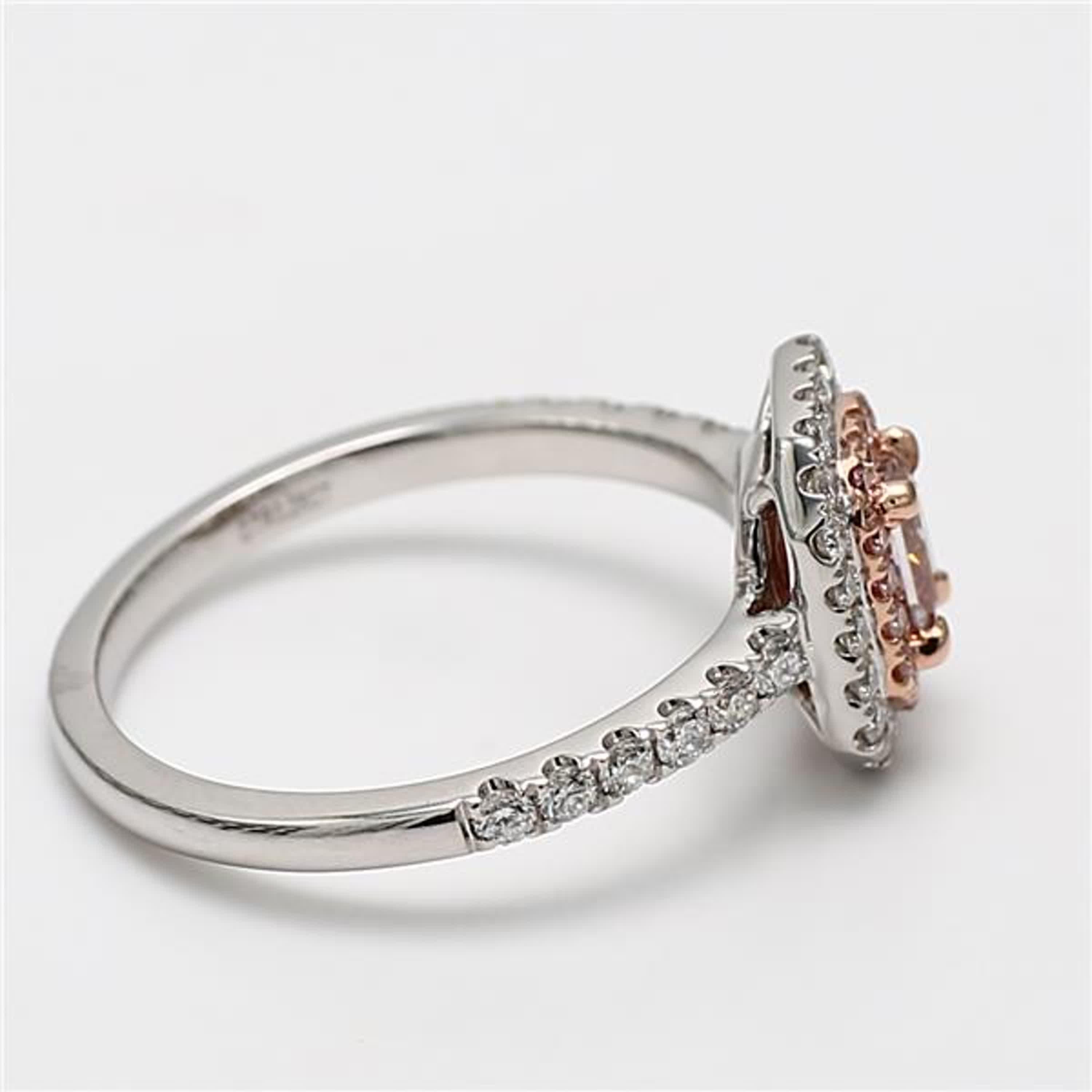 Radiant Cut GIA Certified Natural Pink Radiant Diamond .78 Carat TW Platinum Cocktail Ring For Sale