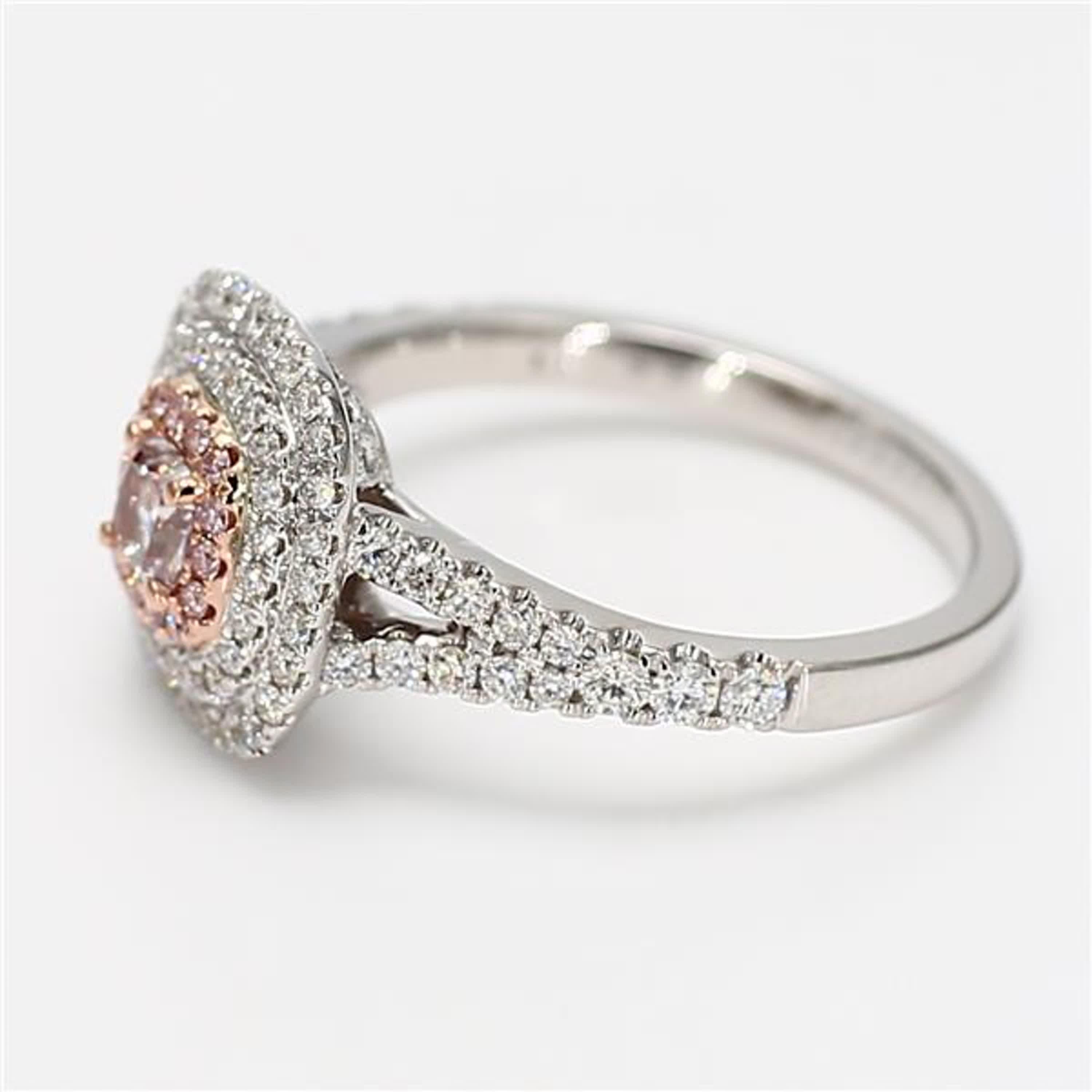 GIA Certified Natural Pink Radiant Diamond .84 Karat TW Gold Cocktail Ring (Zeitgenössisch)