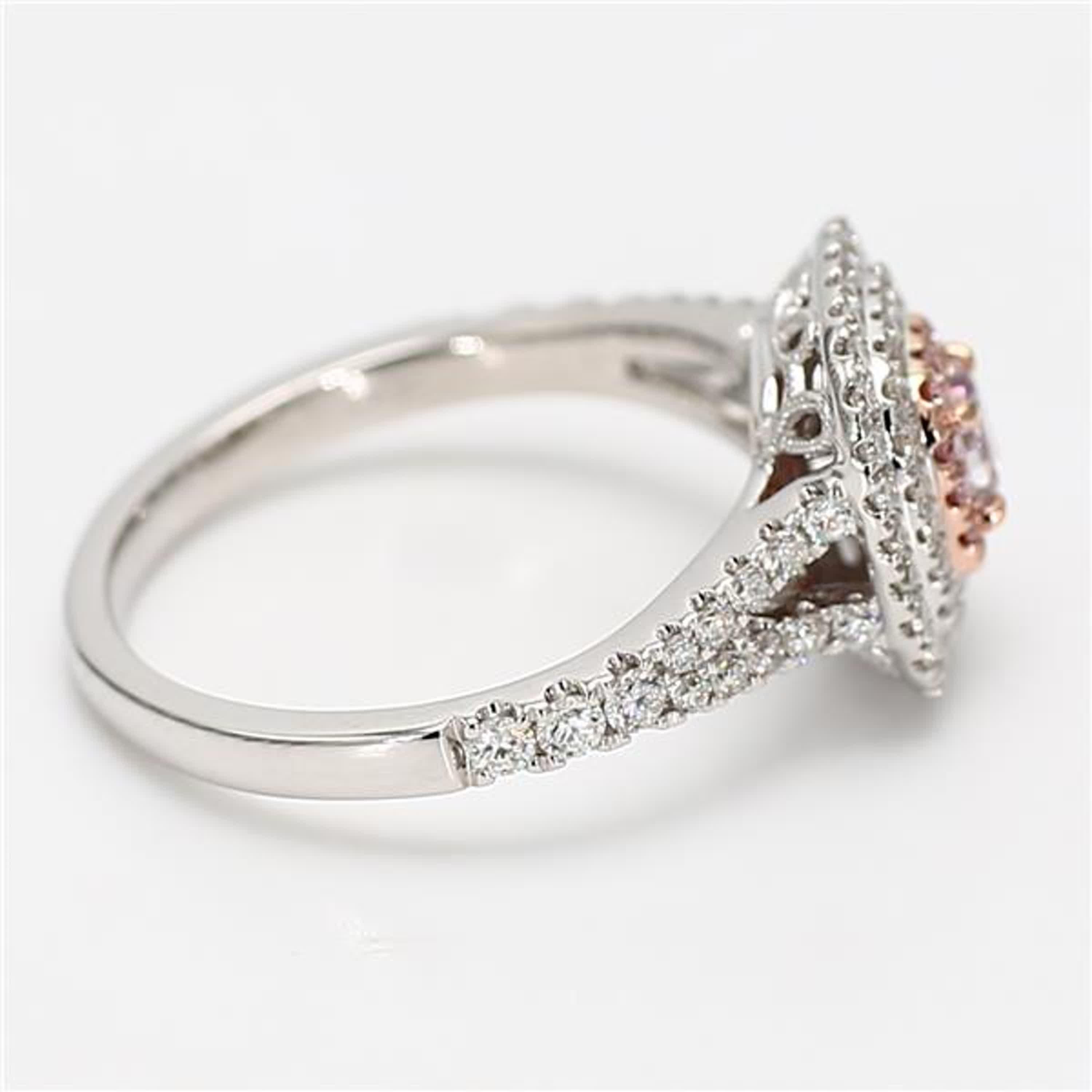 GIA Certified Natural Pink Radiant Diamond .84 Carat TW Gold Cocktail Ring In New Condition For Sale In New York, NY
