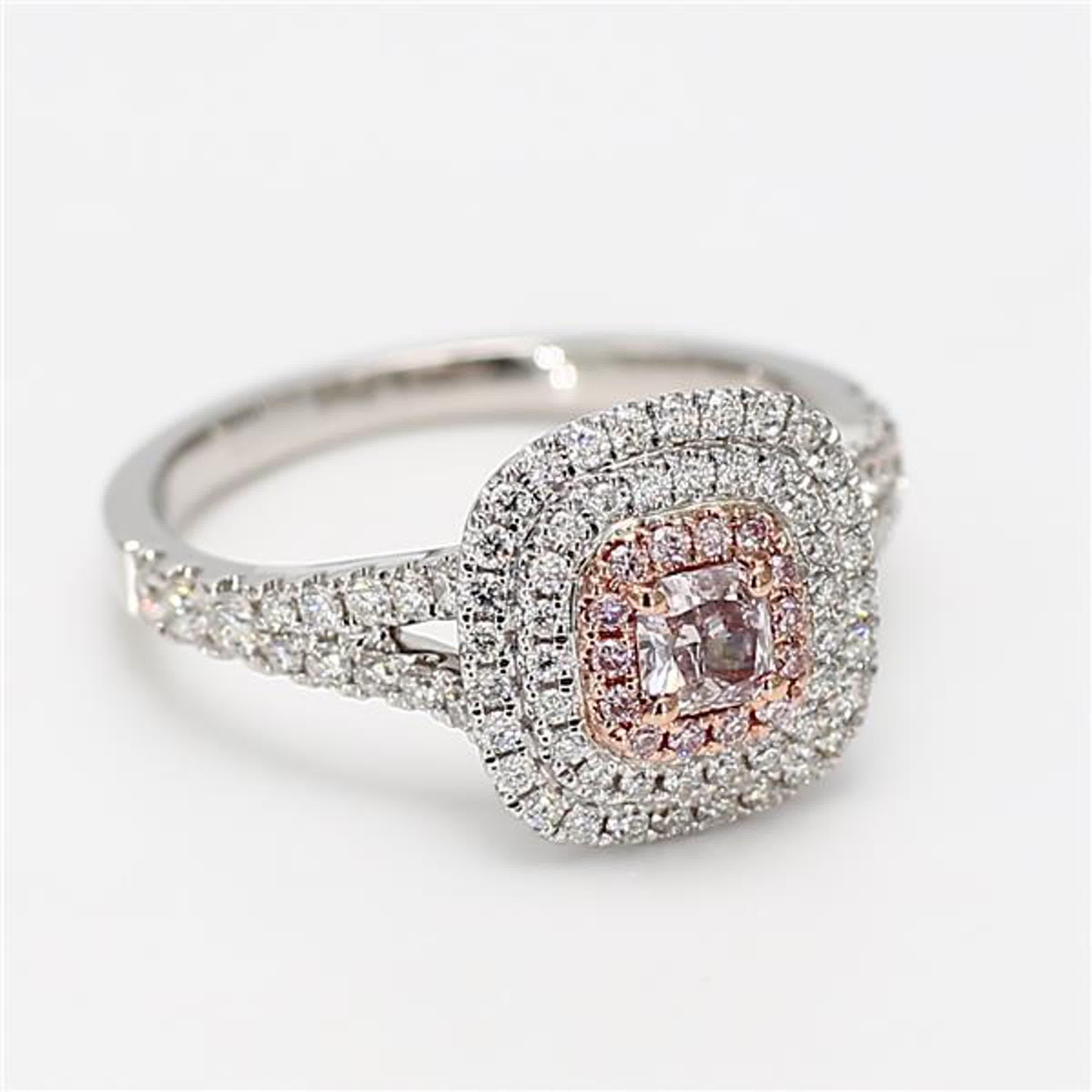 Women's GIA Certified Natural Pink Radiant Diamond .84 Carat TW Gold Cocktail Ring For Sale