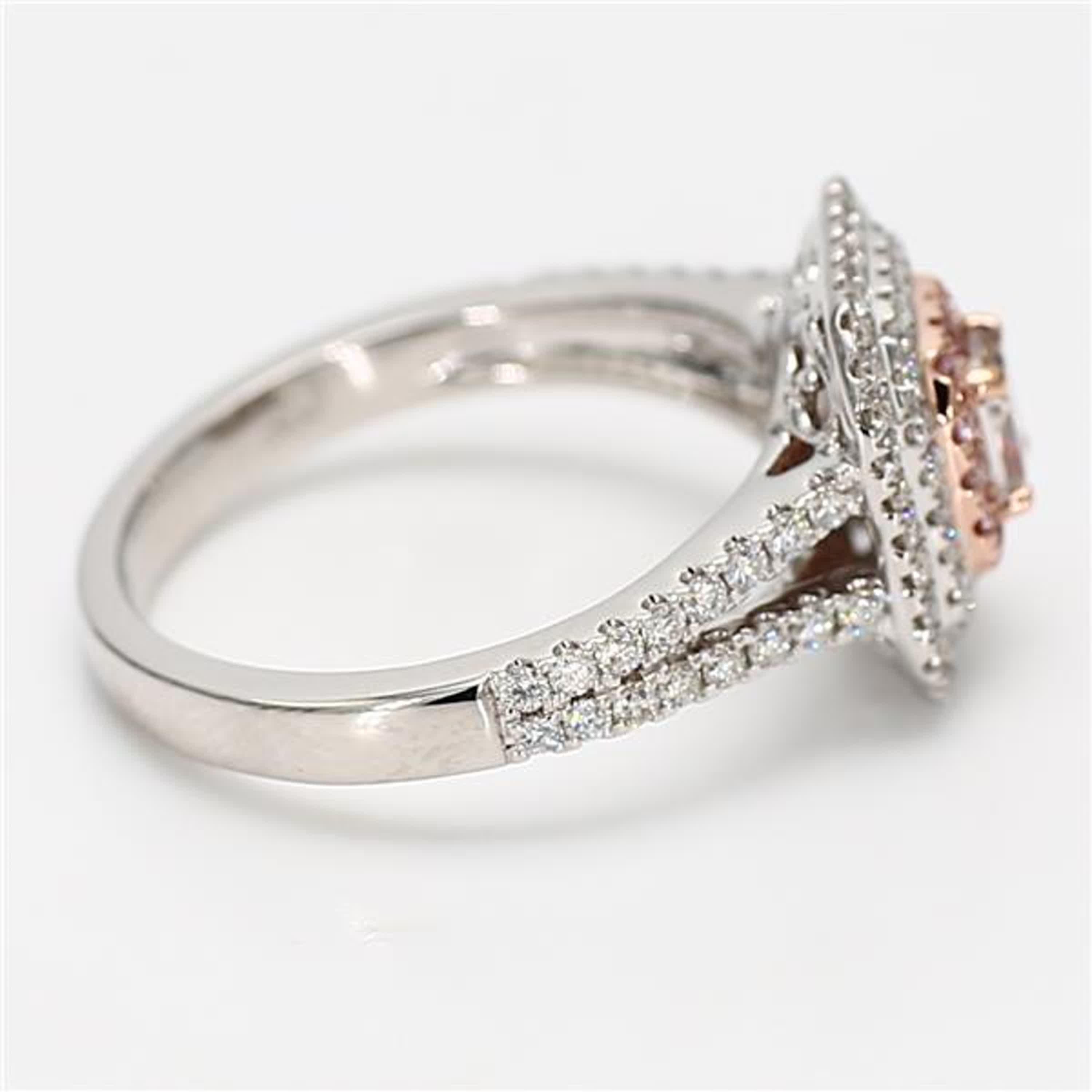 Women's GIA Certified Natural Pink Radiant Diamond .98 Carat TW Gold Cocktail Ring For Sale
