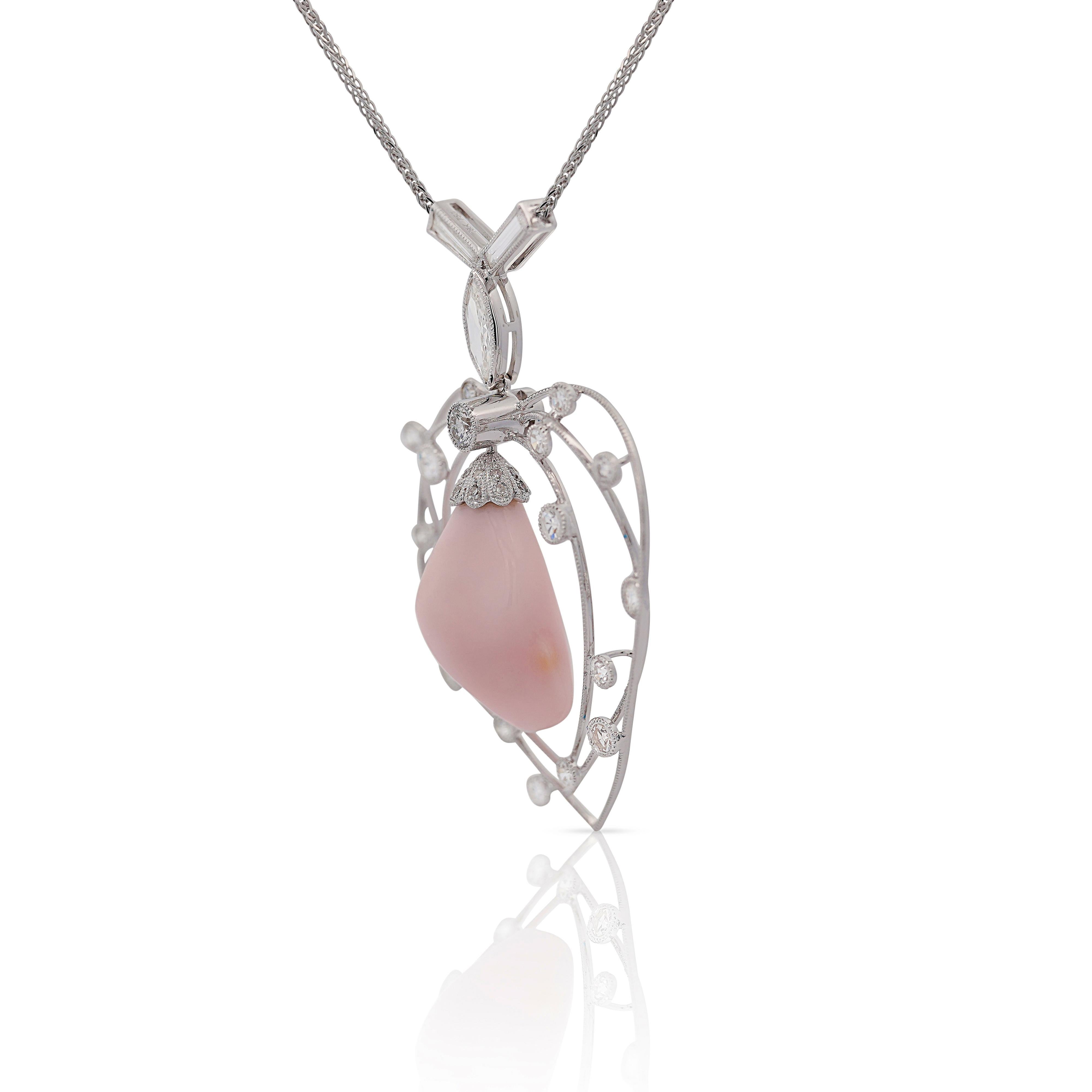 GIA Certified Natural Pink Saltwater Conch Pearl Vintage Necklace For Sale 4