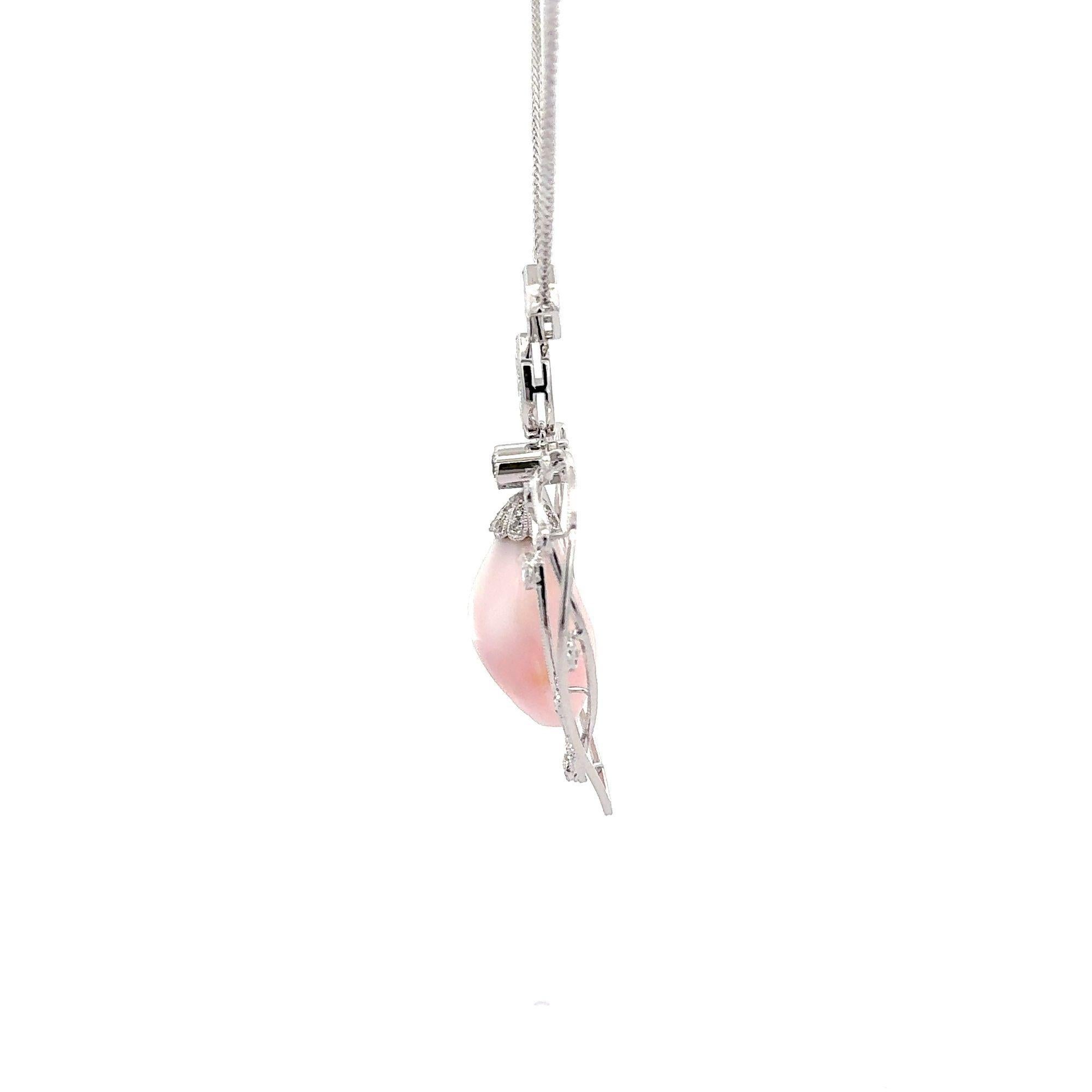 Uncut GIA Certified Natural Pink Saltwater Conch Pearl Vintage Necklace For Sale