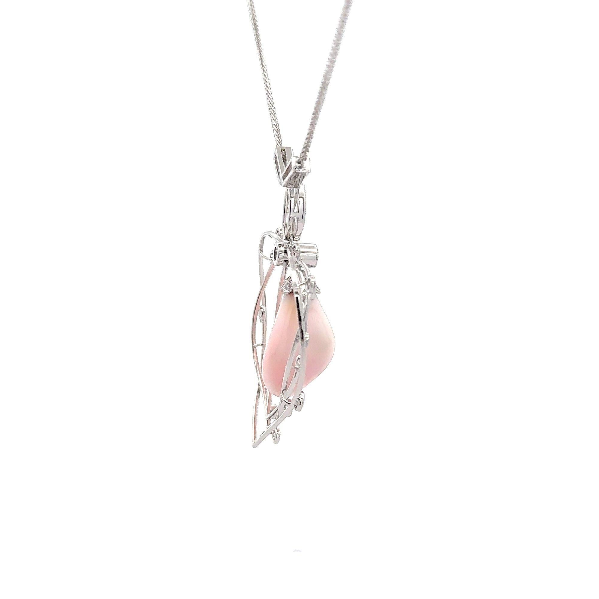 GIA Certified Natural Pink Saltwater Conch Pearl Vintage Necklace For Sale 1
