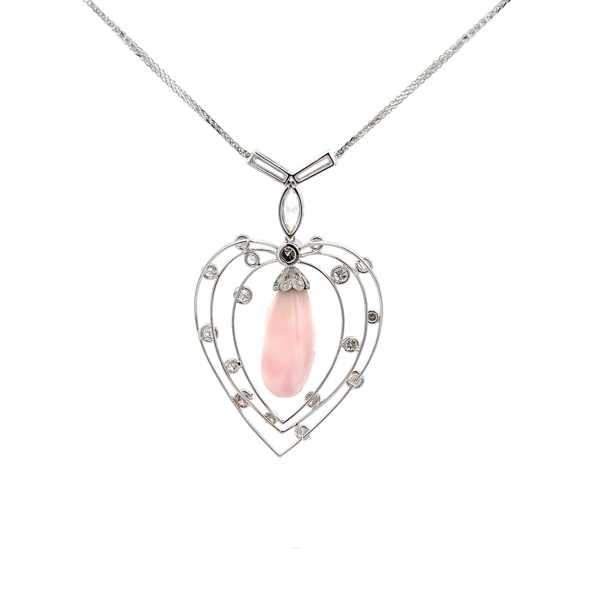 GIA Certified Natural Pink Saltwater Conch Pearl Vintage Necklace For Sale 2