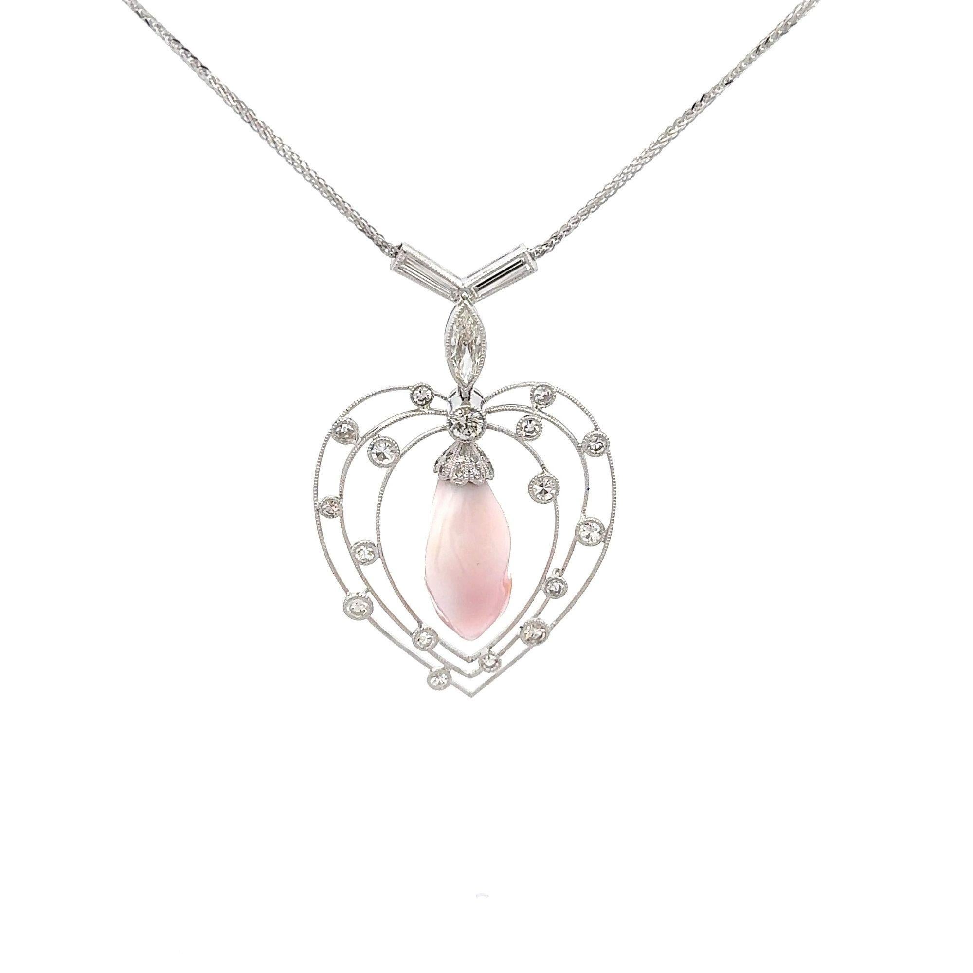 GIA Certified Natural Pink Saltwater Conch Pearl Vintage Necklace For Sale 3