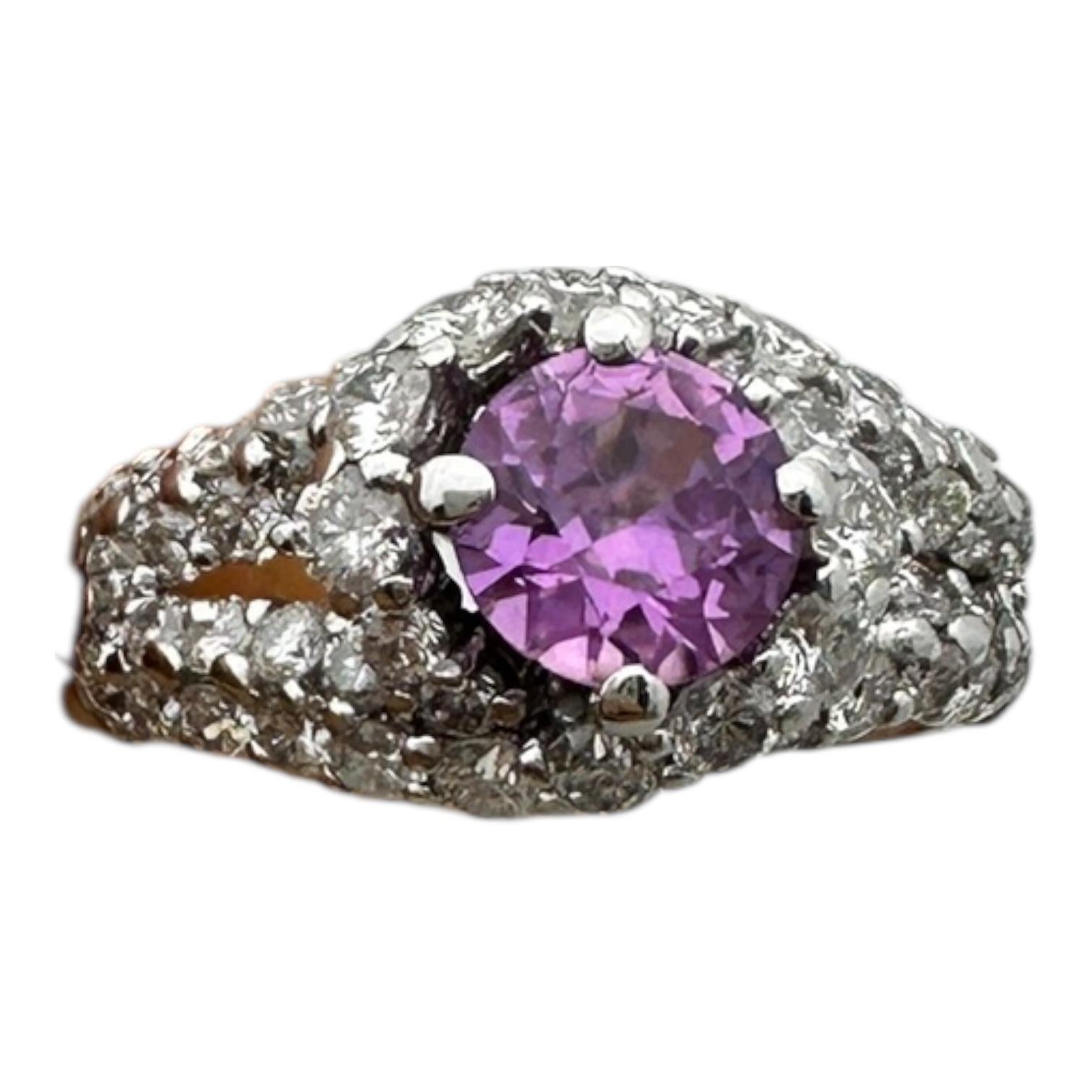 GIA-zertifizierter natürlicher rosa Saphir, Sri Lanka, unerhitzter Diamantring im Angebot 14