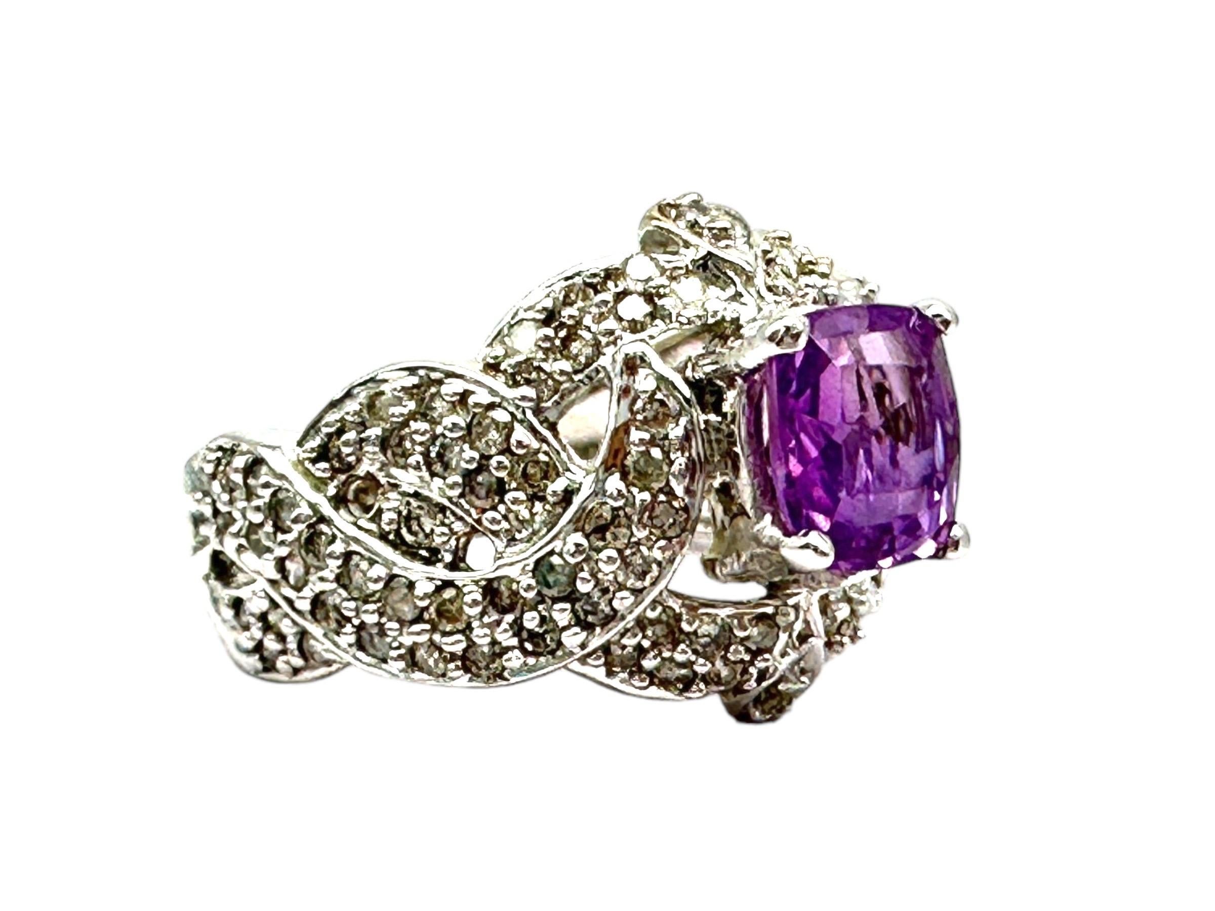 Women's or Men's GIA Certified Natural Pink Sapphire, Sri Lanka Unheated Diamond Ring For Sale