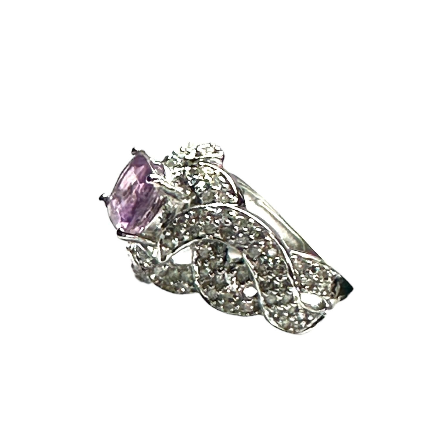 GIA Certified Natural Pink Sapphire, Sri Lanka Unheated Diamond Ring For Sale 1