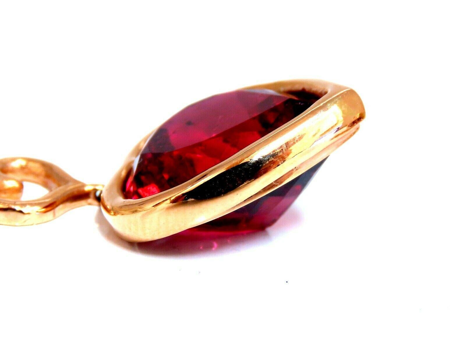 GIA Certified Natural Red Heart Tourmaline Diamonds Dangle Earrings In New Condition For Sale In New York, NY