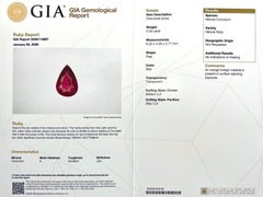 GIA Certified Natural Ruby Deep Red 0.58ct Pear Teardrop Cut Loose Unheated Rare