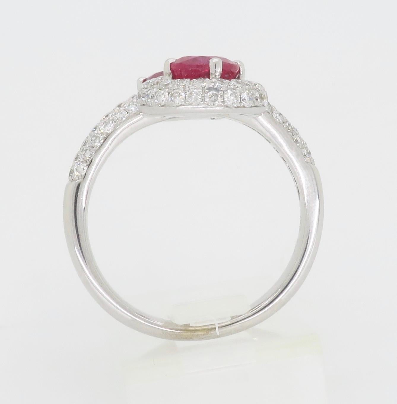 GIA Certified Natural Ruby & Diamond Bypass Ring in 18k For Sale 10
