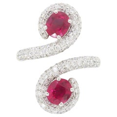 GIA Certified Natural Ruby & Diamond Bypass Ring in 18k