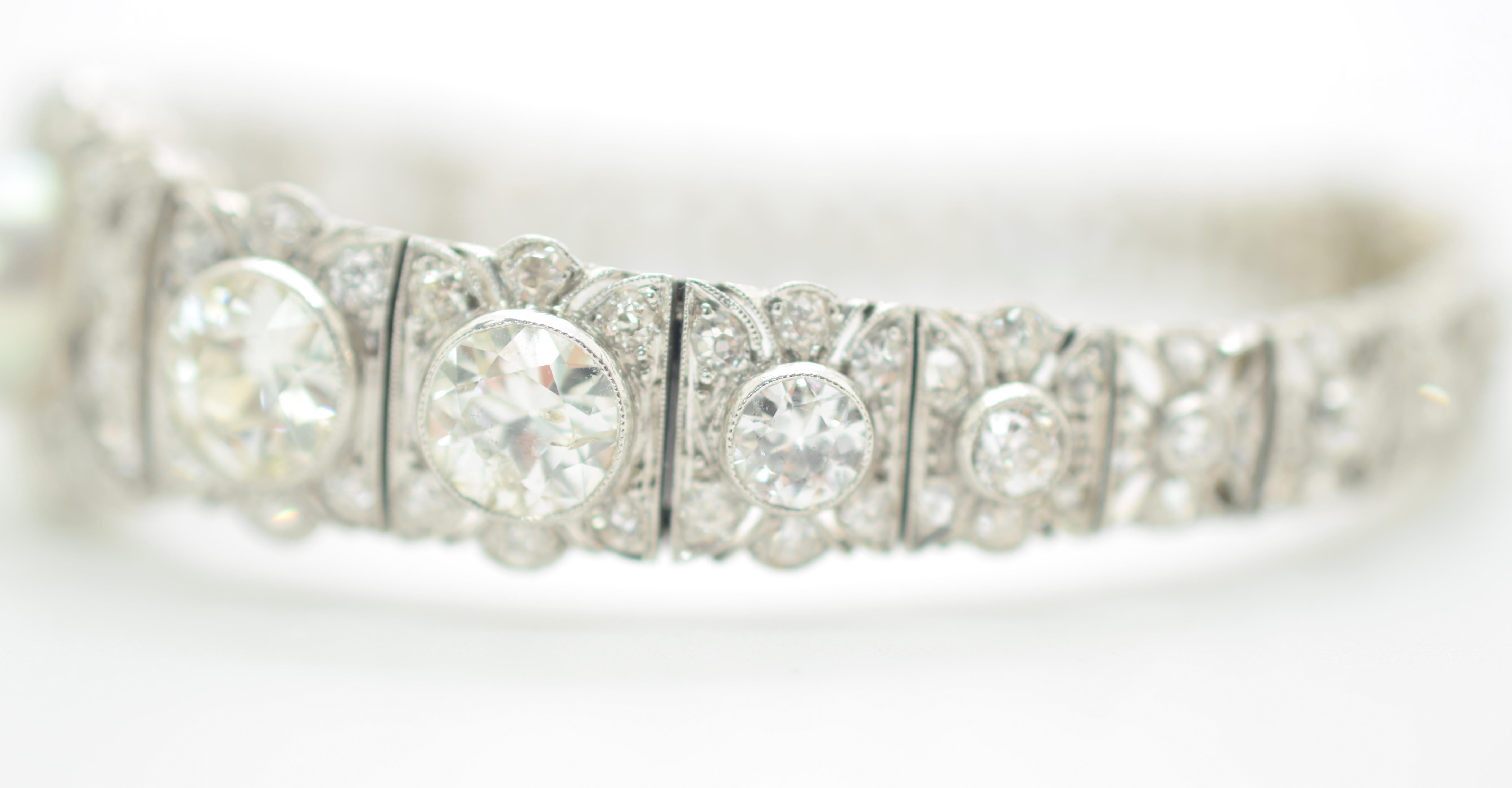 Women's Gia Certified Natural Salt Water Pearl and Diamond Bracelet Art Deco 10.00 Carat