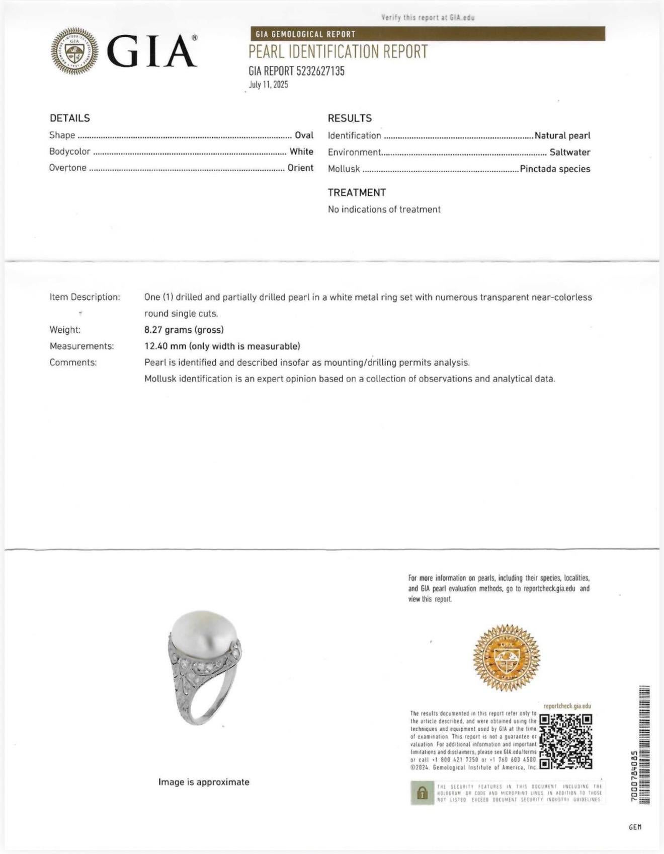 GIA-zertifizierte natürliche Salzwasserperle und Diamant-Cocktailring im Angebot 5