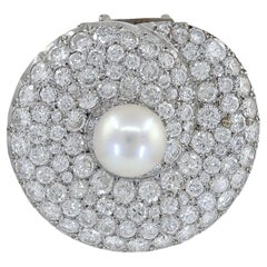 Spilla con diamante e perla d'acqua salata naturale certificata GIA in platino